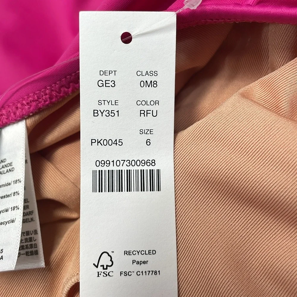 NWT J. Crew Heritage Scoopback One Piece Swimsuit Radiant Fuchsia 6